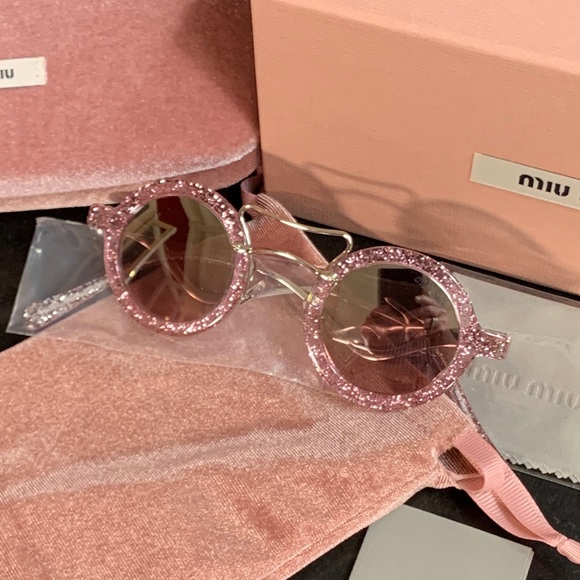 Miu Miu Accessories - MIU MIU Pink Glitter 39mm Sunglasses NIB!